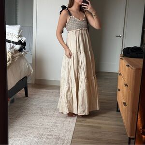 Free People Cream and Black Maxi Dress